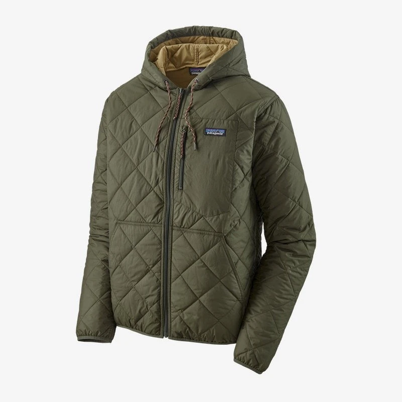 Clothing & Logo Gear Patagonia Diamond Quilted Bomber Hoody - Industrial Green With Classic Tan 3 Clothing & Logo Gear Patagonia Diamond Quilted Bomber Hoody - Industrial Green With Classic Tan