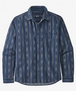 Patagonia Light Weight Fjord Flannel - Ikat Rows Stone Blue