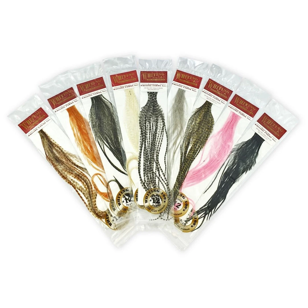 Whiting 100 Pack Dry Fly Hackle - Golden Badger - 18 4 Whiting 100 Pack Dry Fly Hackle - Golden Badger - 18
