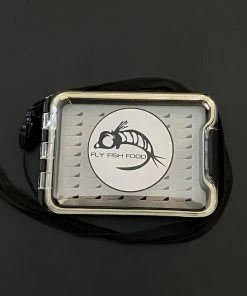Adamsbuilt FLY FISH FOOD LOGO FLY BOX, CLEAR SINGLE SIDED - SMALL W/ LANYARD, EASY GRIP FOAM Fly Boxes