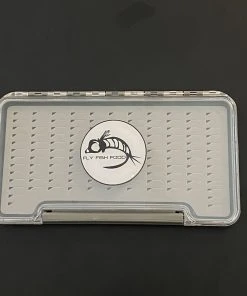 Adamsbuilt FLY FISH FOOD LOGO FLY BOX, CLEAR SINGLE SIDED - LARGE WITH EASY GRIP FOAM Fly Boxes
