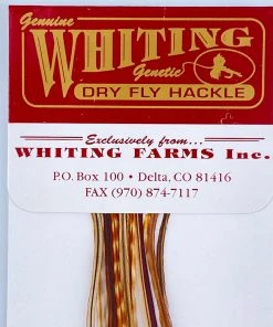 Whiting 100 Pack Dry Fly Hackle - Barred Dark Ginger - 18