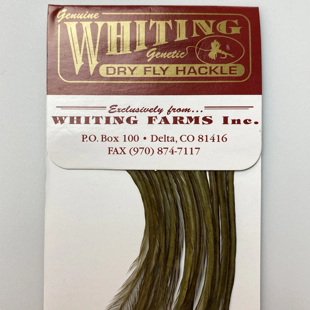 Whiting 100 Pack Dry Fly Hackle - Dark Olive - 20 3 Whiting 100 Pack Dry Fly Hackle - Dark Olive - 20