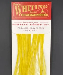 Whiting 100 Pack Dry Fly Hackle - White Dyed Pale Morning Dun - 10